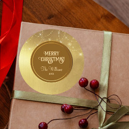 Gold Strings Snowflakes Gold Metallic Runder Aufkleber