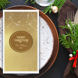 Gold Strings Snowflakes Gold Metallic Serviette