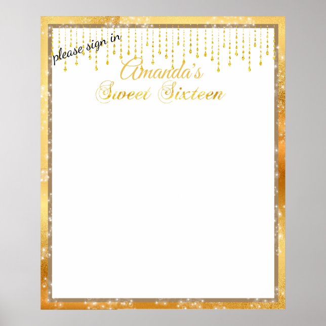 Gold Strings Sweet Sixteen Sparkle Stars Poster (Vorne)