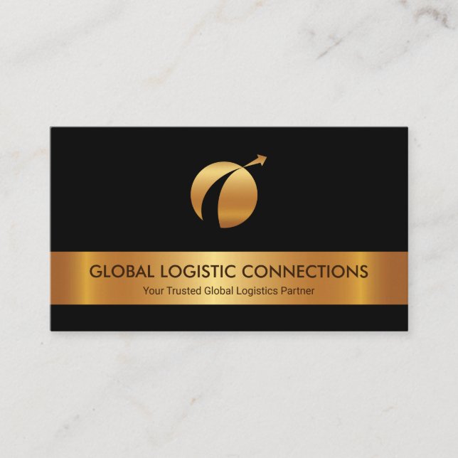 Gold Stripe Gold Globe Arrow Transport Logistics Visitenkarte (Vorderseite)