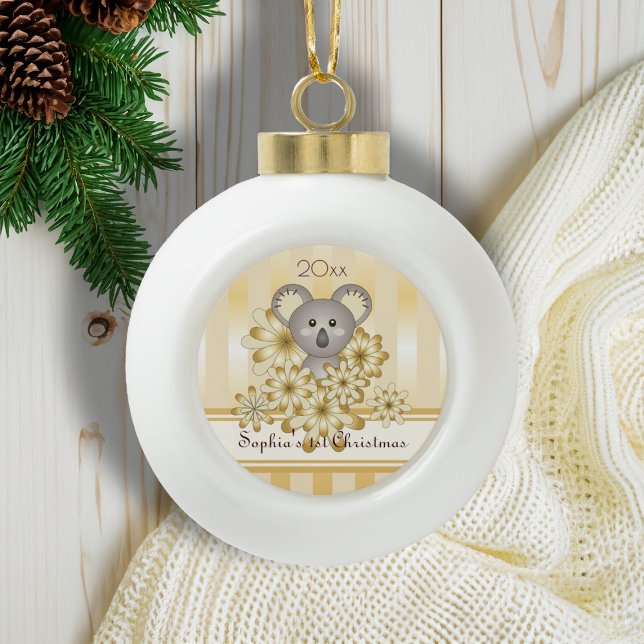 Gold Stripe Niedlich Baby Koala Keramik Kugel-Ornament (Von Creator hochgeladen)