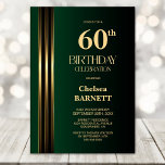 Gold Striped Black Green 60th Birthday Party Einladung<br><div class="desc">Invite your friends and loved ones to your birthday celebration with this modern gold striped black and green 60th birthday party invitation. The customizable text area in this invitation template allows you to include all the necessary details for your special birthday celebration, including the date, time, venue, and RSVP information....</div>