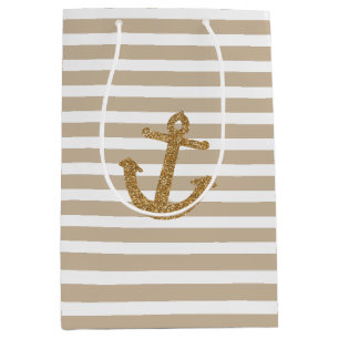 Gold Stripes Imitat-Glitzer-Anker Mittlere Geschenktüte
