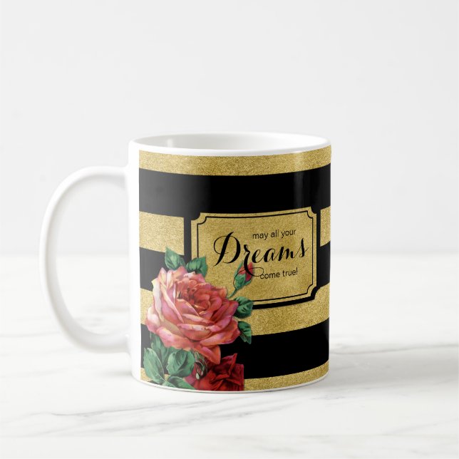 Gold Stripes Rosen-Blume durch Jo Kaffeetasse (Links)
