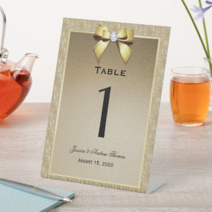 Gold & Stylish Gem Wedding Tischnummer Sockelschild