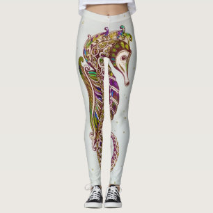 Gold Summer Rainbow Seepferd Glitzer Leggings