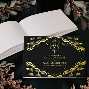 Gold Sun and Moon Tarot Card Hochzeitstorch Gästebuch
