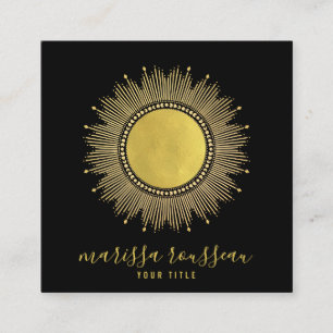 Gold Sun Imitate Foil Mandala Black Juwelier Desig Quadratische Visitenkarte