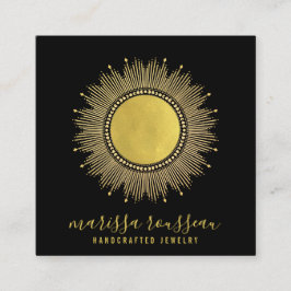 Gold Sun Imitate Foil Mandala Black Juwelier Desig Quadratische Visitenkarte