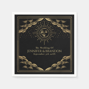 Gold Sun und Mond Tarotkarten-Hochzeit  Serviette