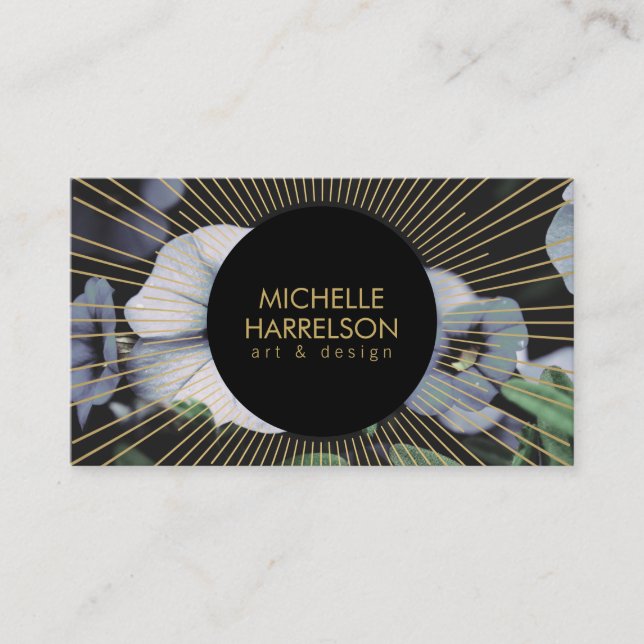 Gold Sunburgh auf der White Blume Business Card Visitenkarte (Vorderseite)
