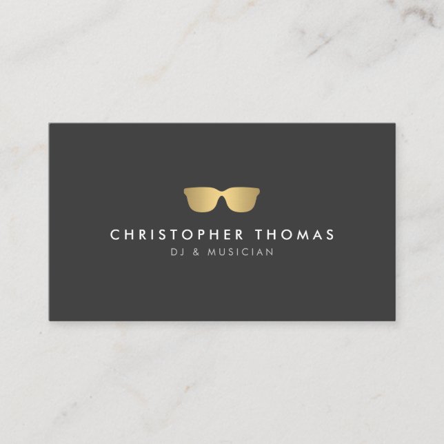 Gold Sunglasses DJ Business Card Visitenkarte (Vorderseite)