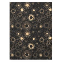 Gold suns grafisches Muster auf schwarz