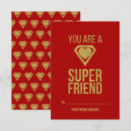 Gold Superheld Friend Classroom Valentine Card Rot Einladung