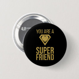 Gold Superheld Friend Valentine Button