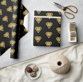 Gold Superheld Friend Valentine Wrapping Paper Geschenkpapier