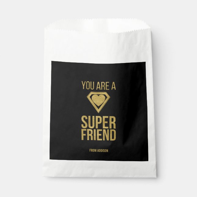 Gold Superhero Friend Valentine Fvor Bag Geschenktütchen (Vorderseite)
