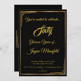Gold sur Black Art Déco Invitation de fête d'anniv