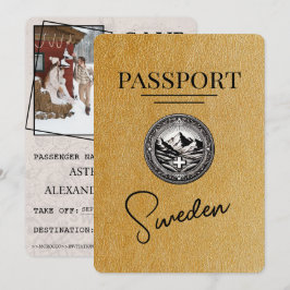 Gold Sweden Passport Save the Date