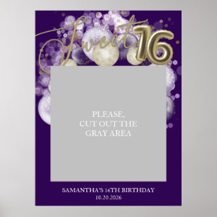 Gold Sweet 16 Bday Balloons Foto Prop Lila Poster
