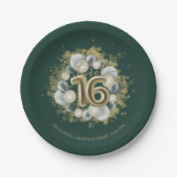 Gold Sweet 16 Bday Balloons Party Emerald Green