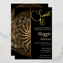 Gold Sweet 16 Invitation