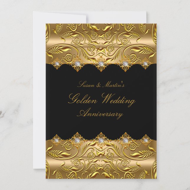 Gold Swirl 50e anniversaire Mariage Invitation (Devant)