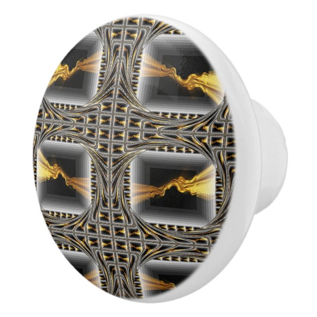 Gold Swirl Black Luxury Monochrom Hardware Dresser Keramikknauf (Rechts)