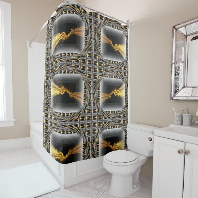 Gold Swirl Black Luxury Monochrome Art Bathroom Cu Duschvorhang (Beispiel)