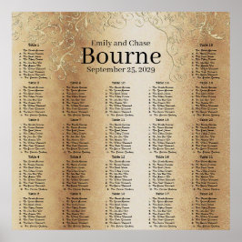 Gold Swirl Wedding Seating Chart Poster