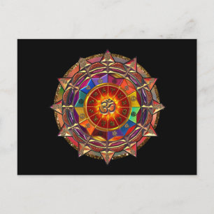 Gold Symbolic Sun Mandala Postkarte