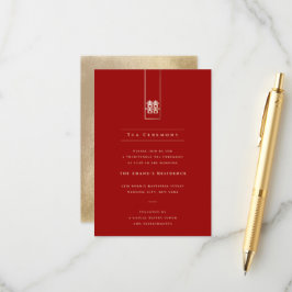 Gold Tall Rectangle Double Happiness Asiatische Ho Begleitkarte