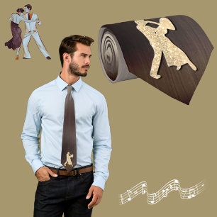 Gold-Tänzer-Silhouetten (falscher Glitter) Krawatte