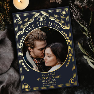 Gold-Tarot-Gotische-Hochzeits-Foto-Save-the-Date Folieneinladung