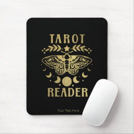 Gold Tarot Reader Moon Phase Moth Stars Mousepad
