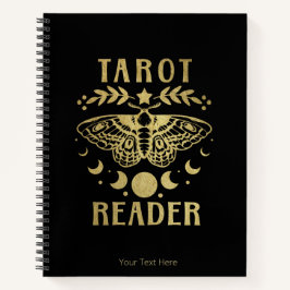 Gold Tarot Reader Moon Phase Moth Stars Notebook Notizbuch