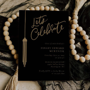 Gold Tassel Carte photo de l'invitation de graduat