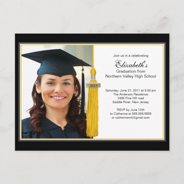 Gold Tassel Foto Graduation Party Einladung 2012 (Vorderseite)