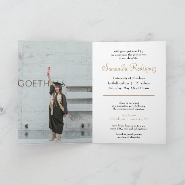 Gold Tassel Graduation Announcement Einladung (Innenseite)