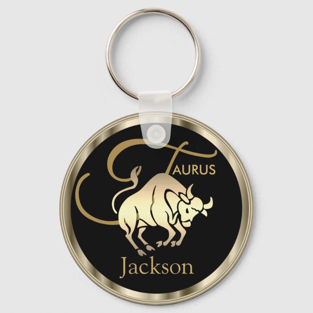 Gold - Taurus ♉ the Bull - Zodiac Sign Schlüsselanhänger (Vorderseite)