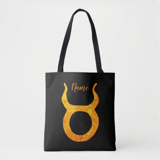 Gold Taurus Zodiac Astrologie Signieren Personalis Tasche (Vorderseite)