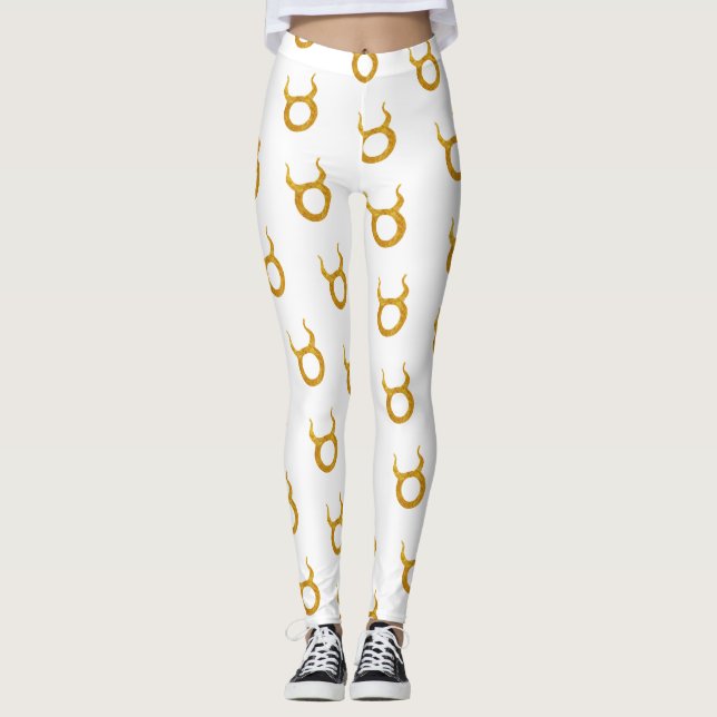 Gold Taurus Zodiac Astrologie Zeichen Leggings (Vorderseite)