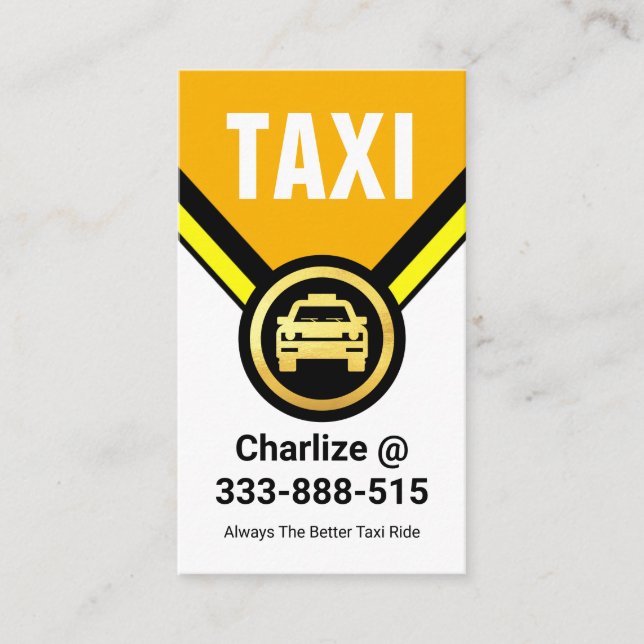 Gold Taxi Auto Medallion Fahrer Visitenkarte (Vorderseite)