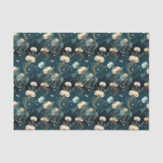 Gold & Teal Ethereal Jellyfish Seidenpapier