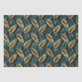 Gold Teal Palm Leaves | Luxe Tropical Pattern Seidenpapier