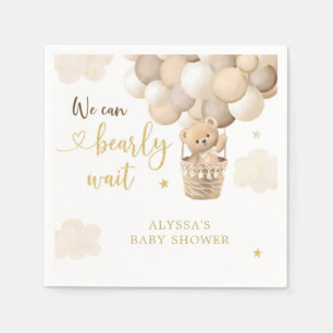 Gold Teddy Bear Hot Air Ballon Babydusche Serviette