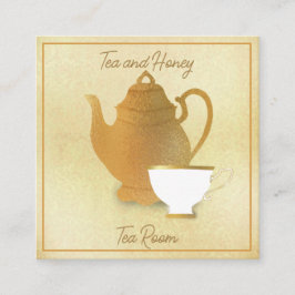Gold Teekanne und Cup Teezimmer Business Card Quadratische Visitenkarte