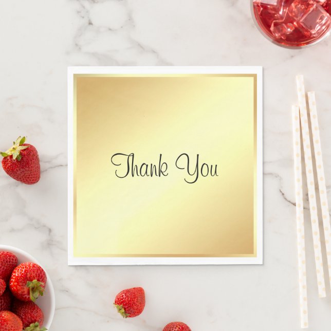 Gold Template Vielen Dank Typografie Text Elegant Serviette (Beispiel)