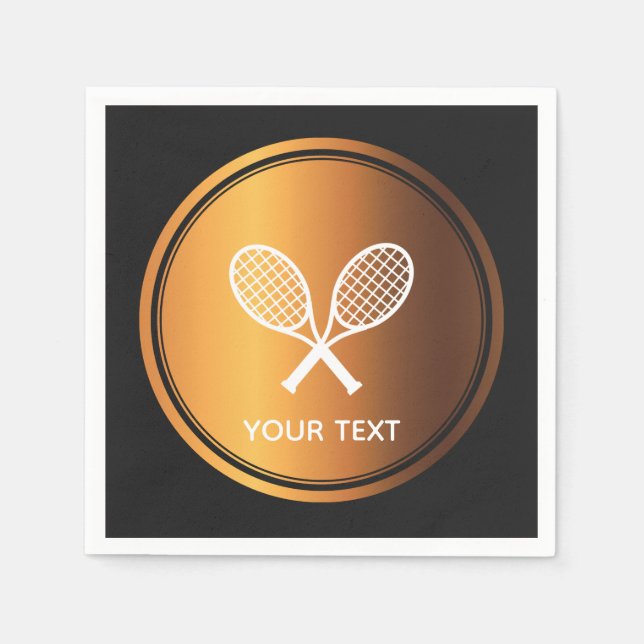 Gold Tennis Rackets Sport Thema Spieler Benutzerde Serviette (Vorderseite)