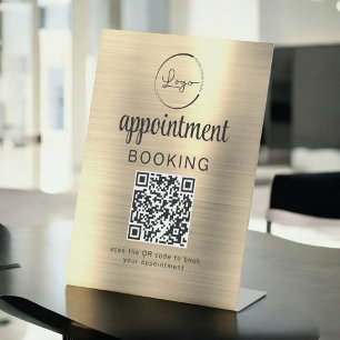 Gold Terminierung Buchung QR Code Geschäft Sockelschild